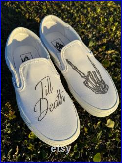 Till Death Wedding Vans Slip On Shoes Men's and Women's Custom Vans Sneakers