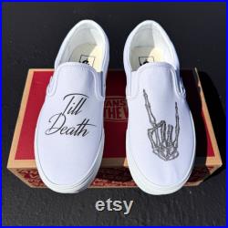 Till Death Wedding Vans Stackform Slip On Shoes Women's Platform Custom Vans Sneakers