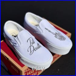 Till Death Wedding Vans Stackform Slip On Shoes Women's Platform Custom Vans Sneakers