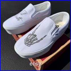 Till Death Wedding Vans Stackform Slip On Shoes Women's Platform Custom Vans Sneakers