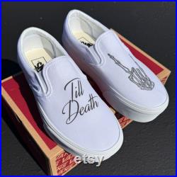 Till Death Wedding Vans Stackform Slip On Shoes Women's Platform Custom Vans Sneakers