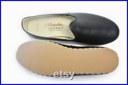 Unisex Black Color Leather Handmade Sabah Slip On Loafer Turkish Slip On