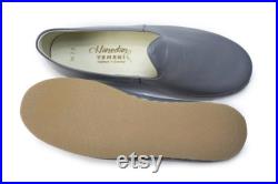 Unisex Gray Color Leather Handmade Sabah Slip On Loafer Turkish Slip On