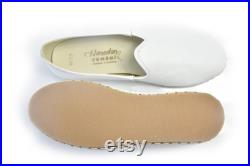 Unisex White Color Leather Handmade Sabah Slip On Loafer Turkish Slip On