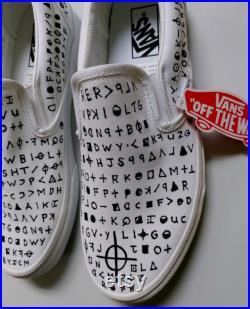VANS Custom (Zodiac Cryptogram) hand-painted slip-on shoes
