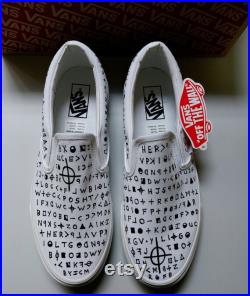 VANS Custom (Zodiac Cryptogram) hand-painted slip-on shoes