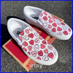 Valentine's Day Gift Custom Date and Initials Slip On Vans Couples Gift Valentine's Gift for Him Valentine's Gift for Her Valentine's Shoe
