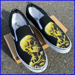 Van Gogh Smoking Skeleton Custom BLVD Slip On Shoes