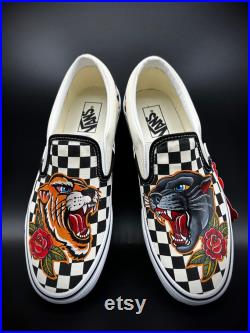 Vans checkerboard traditional tattoo style.