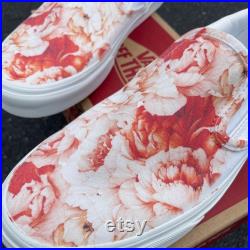 Warm Lush Peony Flower Vibrant Summer Custom Van Sneaker