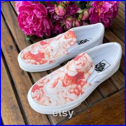 Warm Lush Peony Flower Vibrant Summer Custom Van Sneaker