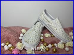 White pearl vans for bride on wedding day, bride gift