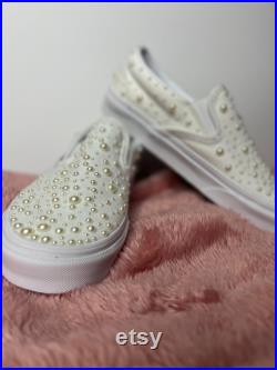 White pearl vans for bride on wedding day, bride gift