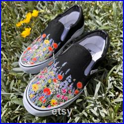 Wild Flowers Slip Ons Custom BLVD Original Slip On Shoes for Men and Women