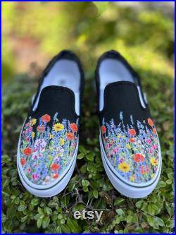 Wild Flowers Slip Ons Custom BLVD Original Slip On Shoes for Men and Women