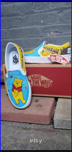 Winnie the pooh inspired custom slip ons