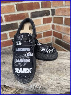 Your Favorite Football Team Hey Dudes Hey Dude Shoes Raiders Raiders Football Las Vegas Raiders LA Raiders Custom Hey Dudes Re