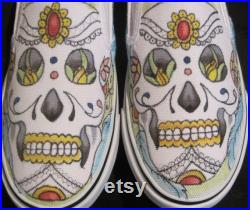 hand drawn custom shoes Day of the Dead DOD