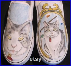 hand drawn custom shoes cats, cheetahs, lions designs